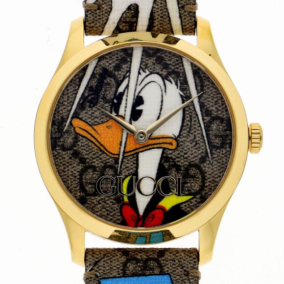 GUCCI 126.4 Donald duck SS/leather QZ - Picture 1 of 7